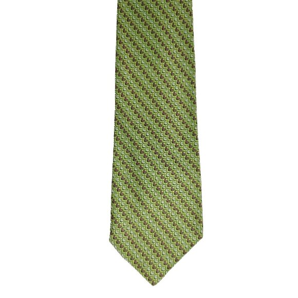 Vintage Superba Tie Green Mauve Pink Woven Textured Geometric Stripe Necktie - Picture 3 of 5